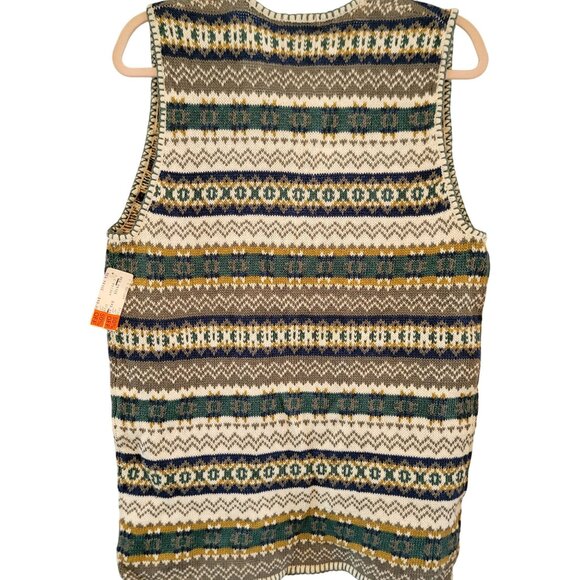 I.C. Isaacs 1990s Womens Knit Sweater Vest Small Fair Isle Vintage Deadstock New - Picture 3 of 8